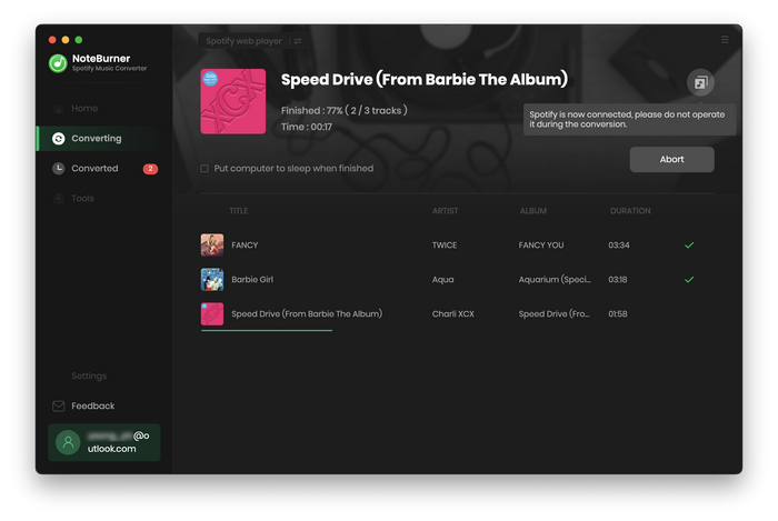 NoteBurner Spotify Music Converter 2.0.0 Mac 破解版 - Spotify音乐转换