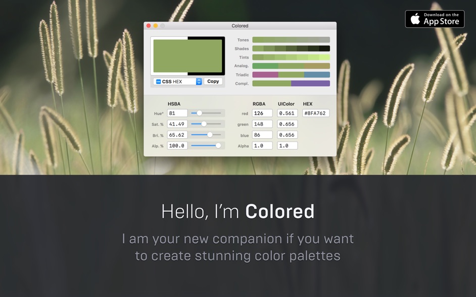 Colored for Mac 1.2.2 破解版 - 调色板工具