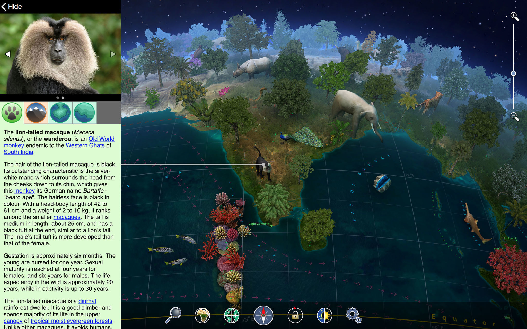 Earth 3D - Animal Atlas for Mac 1.0.0 激活版 - 3D地球仪全球动物图集