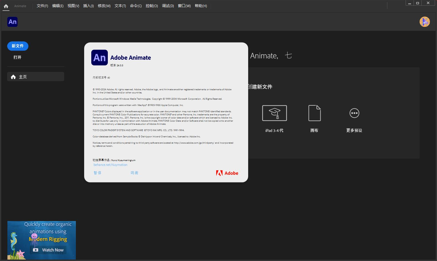 An2024最新版Adobe Animate 2024 v24.0.5中文破解版下载安装教程-1